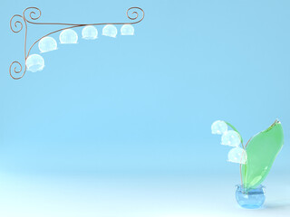 ガラスのスズランのフレーム風3DCG背景