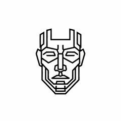 Geometric Robot Face Line Art Design.