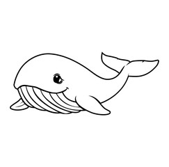 Fototapeta premium Cartoon Icon Animal Head Whale Simple Digital Design