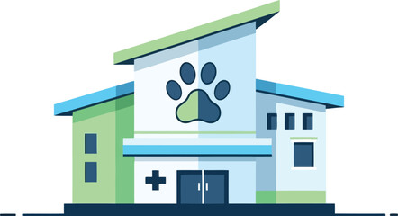Modern veterinary clinic animal hospital pet care facility building illustration vector