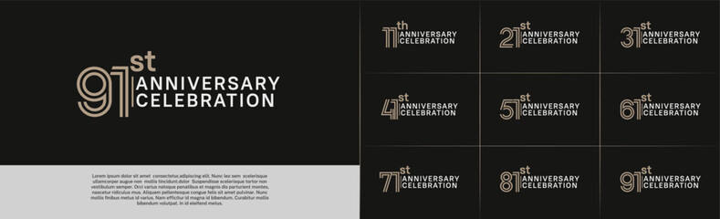 Obraz premium Anniversary logo type set with double line number. brown and white color for celebration event
