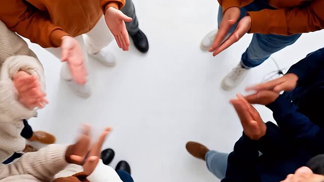 Hands stacked together in unity