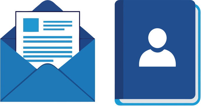 Contact information icon envelope document book person symbol flat design business communication and records vector