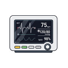 Medical Heart Monitor Display Showing Vital Sign Data for Health Tracking