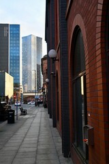 Brick buildings and modern buildings in Manchester, UK
