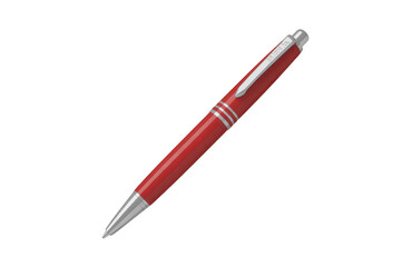 Red pen with silver accents writing instrument office supplies isolated on a transparent background