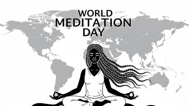 Illustration of woman meditating under tree on World Meditation Day