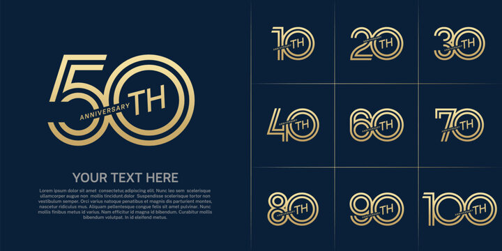 Anniversary logo type set with double line number. gold color can be use special moment