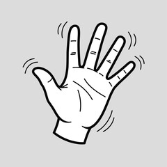 Obraz premium A cartoon hand waving with motion lines around the fingers