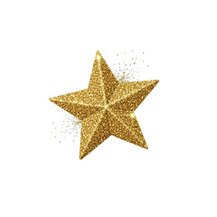 Fototapeta premium Glittering Golden Star on transparent Background Festive Celebration Sparkle Shine