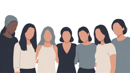 Fototapeta premium Group of diverse women standing together in solidarity and unity