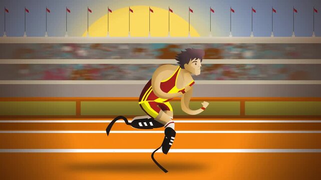 athlete with prosthetic legs running marathon