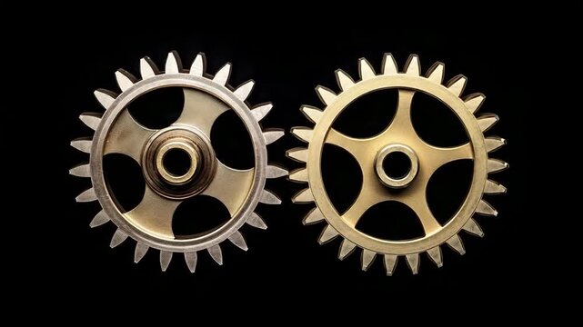 Metal Gears Isolated on Black Background
