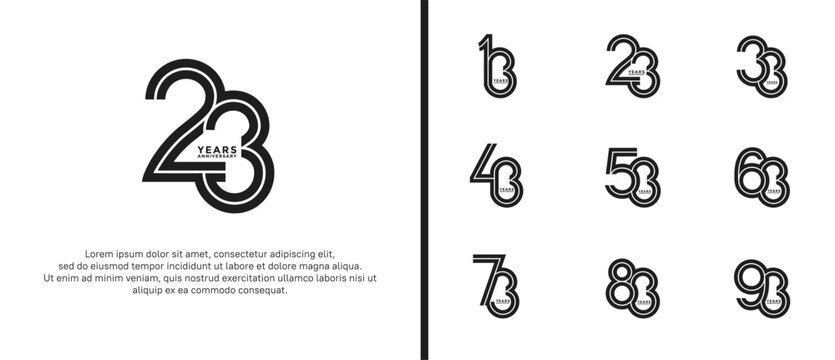 anniversary vector logo set, black color can be use for celebration