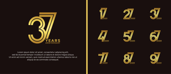anniversary vector logo set, golden color can be use for celebration