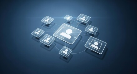 Fototapeta premium Digital Network of User Icons Representing Social Connections and Business Collaboration.