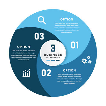 3 Segment Circular Business Infographic with Icons