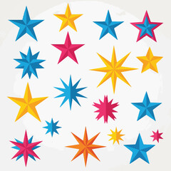 Obraz premium A collection of various colorful stars of different shapes and sizes