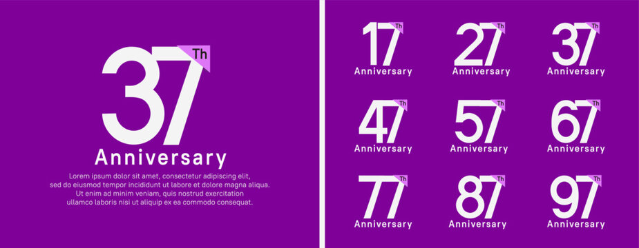 set of anniversary logo style. vector design white color for celebration