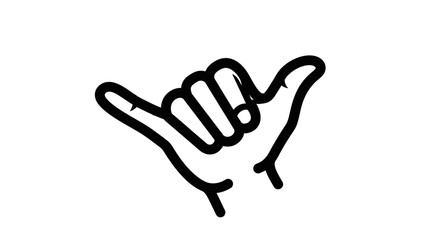Obraz premium Hang Loose Hand Gesture Icon, Shaka Sign, Aloha Spirit, Surfing Culture Symbol