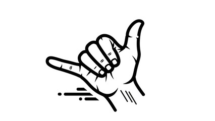 Obraz premium Hang Loose Hand Gesture Icon, Shaka Sign, Surfer Symbol, Aloha Spirit, Vector Illustration