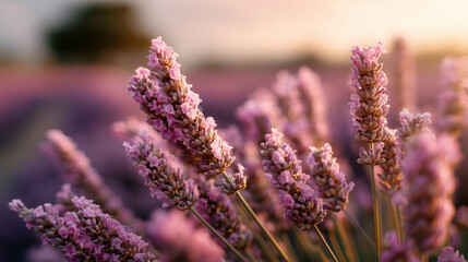 Obraz premium lavender field at sunset