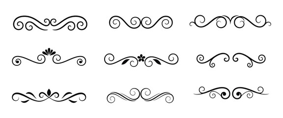 decorative borders and dividers silhouette vector illustration isolated
