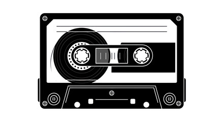 Fototapeta premium Retro Audio Cassette Tape Icon, Vintage Music Media Symbol