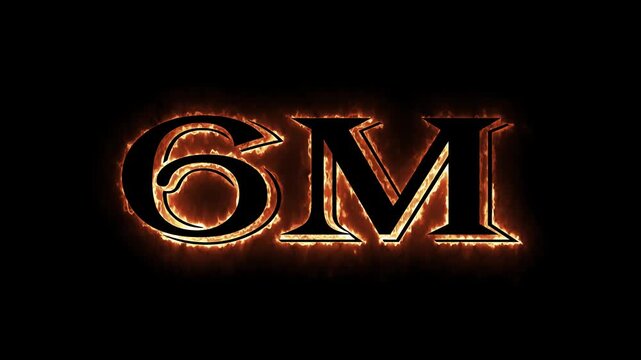 6 Million celebration, social media effect neon glow 6M text animation on black background. 