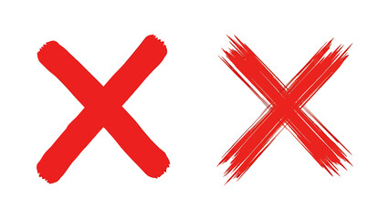 Obraz premium Two Red Brushstroke X Marks Representing Rejection and Crossing Out.