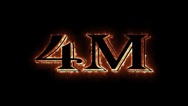 4 Million celebration, social media effect neon glow 4M text animation on black background. 