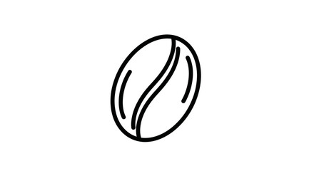 Single coffee bean icon, minimalist line art, isolated on white background