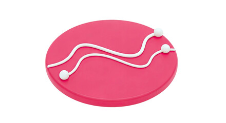 3D Pink Oval with White Wavy Lines and Spheres