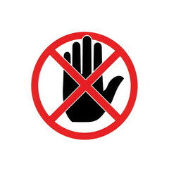 Obraz premium Prohibition symbol depicting a hand with a red slash through it.