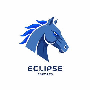 Blue Horse Head Logo Design Illustration.