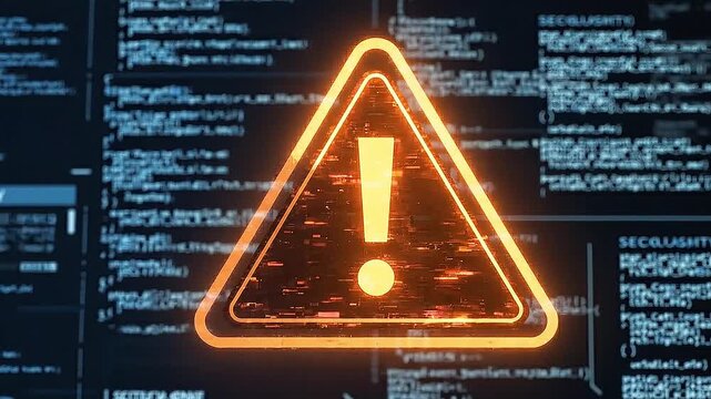 Critical digital warning signal indicates a severe system error, highlighting a potential software vulnerability or hack threat on the network, demanding immediate attention  for system integrity