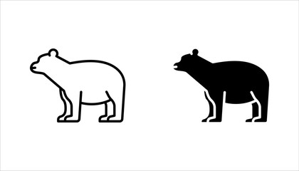 Bear icon set, polar bear symbol vector illustration on white background