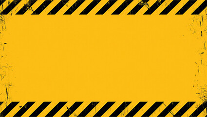 Yellow and black hazard tape frame with grunge texture background