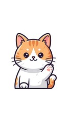 Obraz premium Adorable Cartoon Cat Illustration White Background.