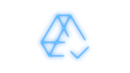 Fototapeta premium Vibrant glowing neon abstract geometric network structure icon isolated on transparent background. Connection. Data visualization. Futuristic technology. Cyber innovation.
