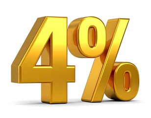 A gleaming gold percentage symbol showing the number "4" and percent sign