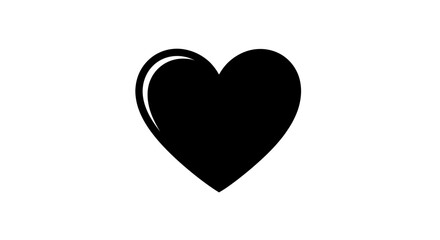 Black Heart Icon on White Background