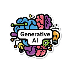 Fototapeta premium Colorful brain illustration with Generative AI text