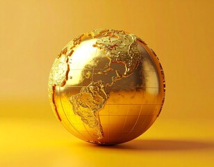 A gleaming, golden globe against a matching yellow background