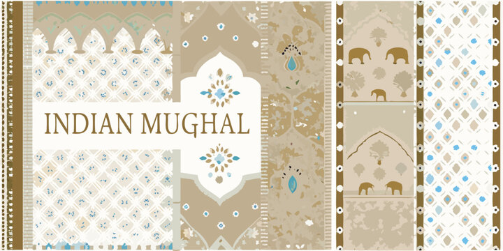 Indian mughal pattern a decorative seamless design with floral and animal motifs