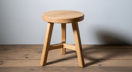 Handcrafted wooden stool on wood floors