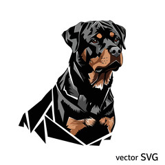 Geometric Rottweiler Dog Portrait - Modern Vector Art