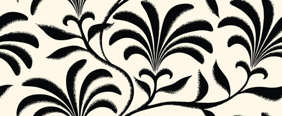 Hand-drawn abstract floral seamless pattern with flower brush shape.  © andin