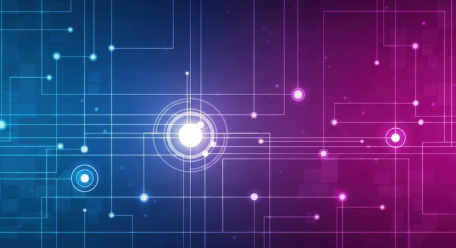 Abstract technology background with digital lines and dots, in a blue and purple gradient color, vector illustration design. Big data connection concept for a banner or poster. High resolution.