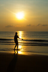 Fototapeta premium Women exercise with sunrise
